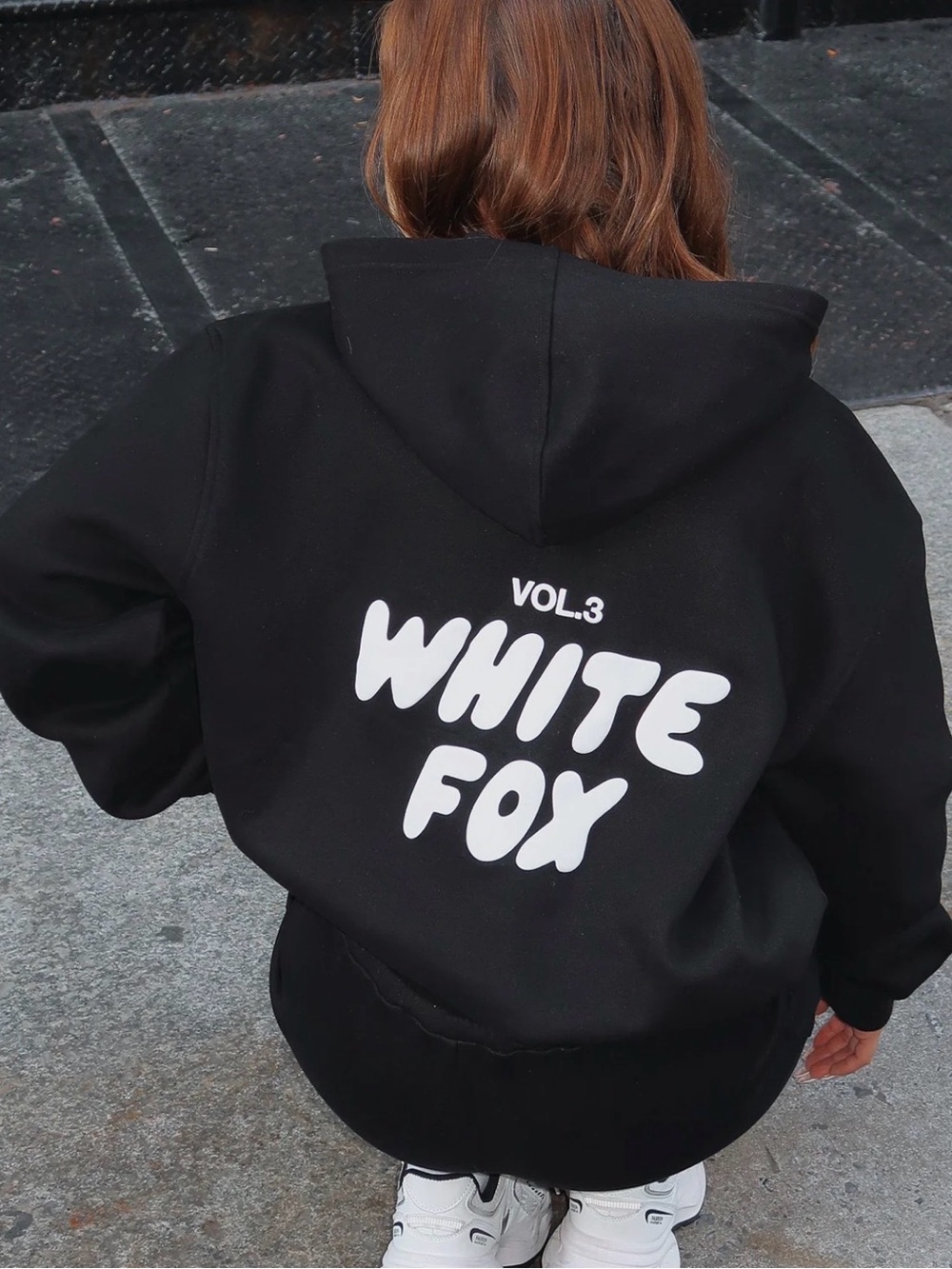 White Fox Boutique Black Hoodie with White Logo